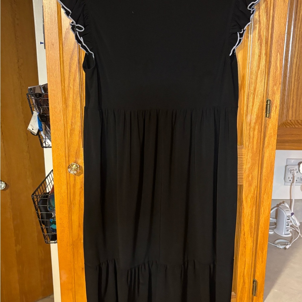 Elegant Black Ruffle Sleeve Dress